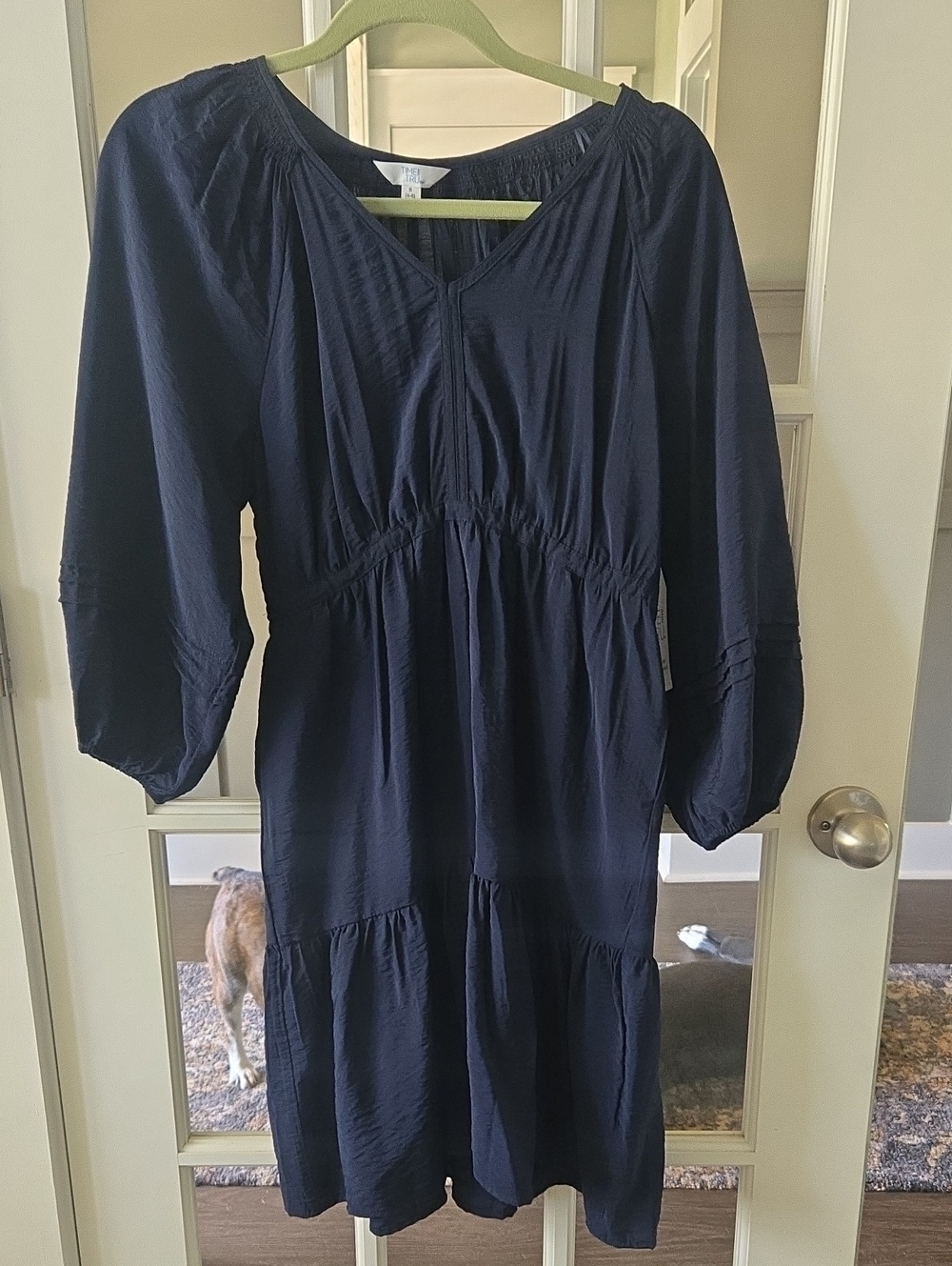 Time and Tru Navy Blue Long Sleeve Peasant Midi Dress